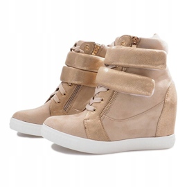 Beige Wildleder-Sneakers mit Klettverschluss Amelia 1