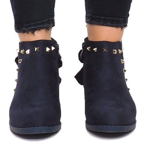 Wildlederstiefel mit Reißverschluss LL-168 Marineblau 1