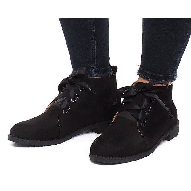 Wildleder Booties Schleifen 100-815 Schwarz 1