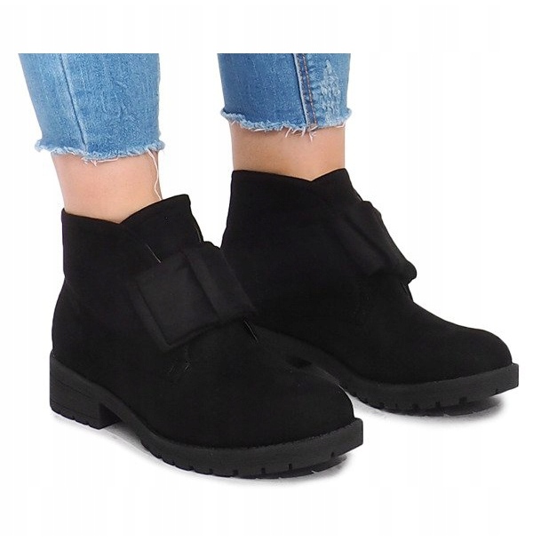 Wildleder Booties und Schleifen FA162 Schwarz 2