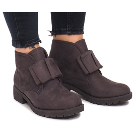 Wildleder Booties und Schleifen FA162 Grau 2
