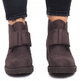 Wildleder Booties und Schleifen FA162 Grau 1
