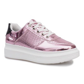 Adele Pink lackierte durchbrochene Sneakers schwarz rosa 1