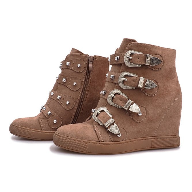 Rosa Wildleder-Sneaker mit Maya-Schnallen braun 1