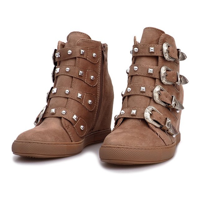 Rosa Wildleder-Sneaker mit Maya-Schnallen braun 2