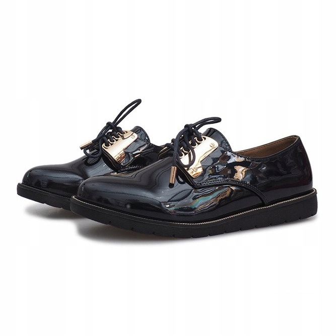 Marineblau lackierte Schuhe Rose 2