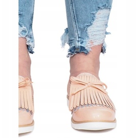 Rosa durchbrochene Loafer mit Pamole-Fransen 1