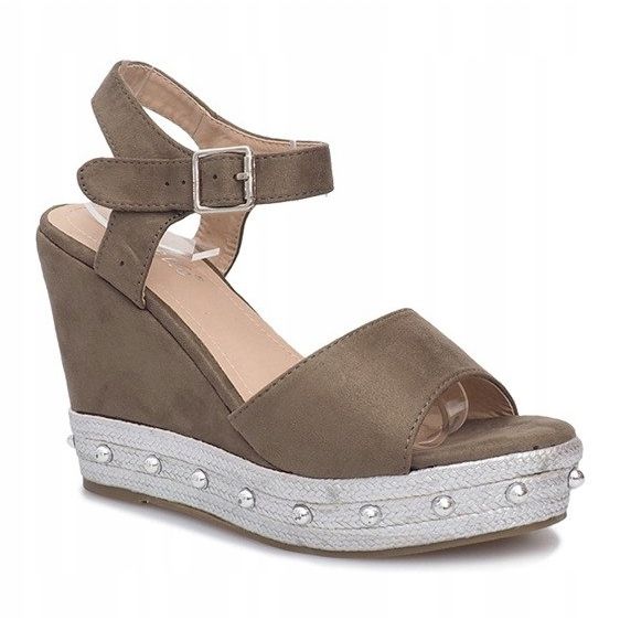 Reisegrüne Keilsandalen mehrfarbig 1