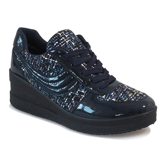 Marineblaue Sneaker auf dem BKA-113 Wedge navy blau 1