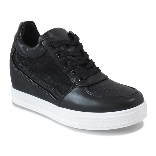 Schwarze Sneakers mit Keilabsatz und Spitze MY562 1