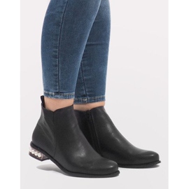 LEI-189 schwarze Stiefel mit Perlen 2