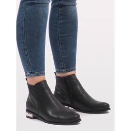 LEI-189 schwarze Stiefel mit Perlen 1