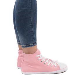 Hohe Sneakers aus rosa Stoff 7-1017 1