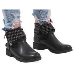 Schwarze gewickelte Stiefeletten mit Pailletten LY-2698 1