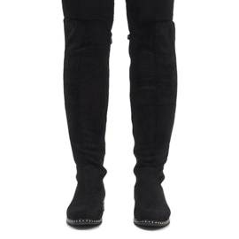 Schwarze Wildlederstiefel mit H305-Nieten 2