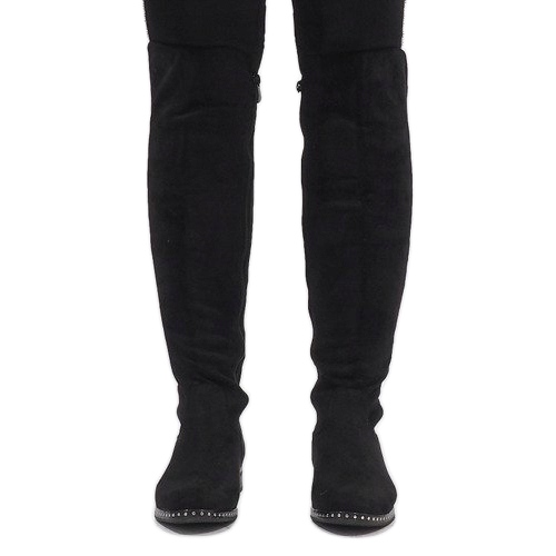 Schwarze Wildlederstiefel mit H305-Nieten 2