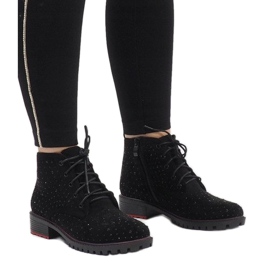 Schwarze Wildleder Stiefeletten mit Pailletten 1013 1