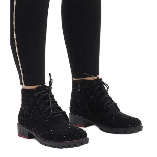 Schwarze Wildleder Stiefeletten mit Pailletten 1013 1