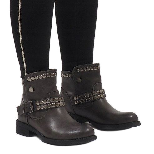 Marquiiz Grau verzierte Stiefel HUQ-008 1