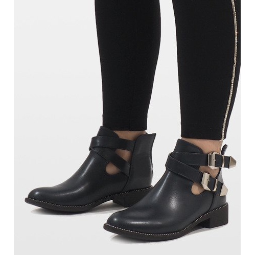 Ideal Shoes Marineblaue offene Stiefel Y8157 navy blau 2