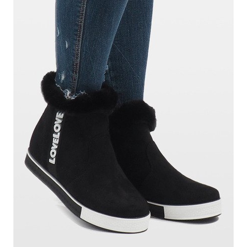 Schwarze, pelzgefütterte Wildlederstiefel NB252P-1 1