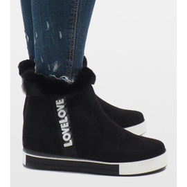 Schwarze, pelzgefütterte Wildlederstiefel NB252P-1 2