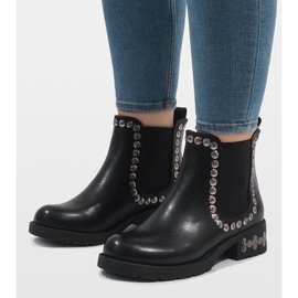 SDS Schwarze isolierte Stiefel mit Nieten 7387-PA 1