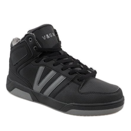 Schwarze hohe Sneakers mit Fell M667-2 1