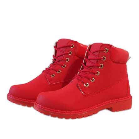 Schwarze isolierte Stiefel B1819-6 rot 1