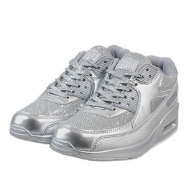 DN7-19 silberne Neon-Turnschuhe grau 1