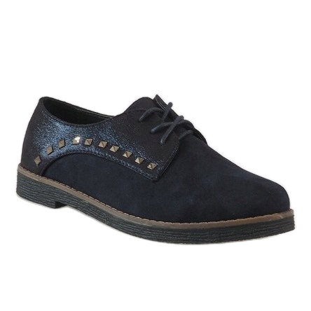 Marineblaue Schnürschuhe mit LX155 Nieten 1