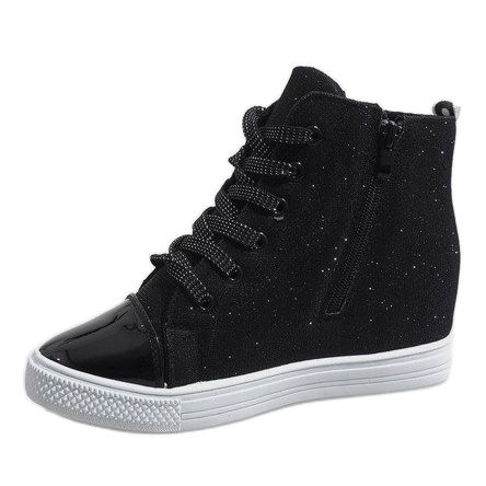 Schwarze Sneakers auf dem Keil DD385-4 1