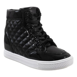 Schwarze Sneaker mit Steppkeil DD478-1 1