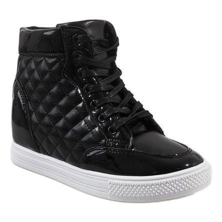 Schwarze Sneaker mit Steppkeil DD478-1 1
