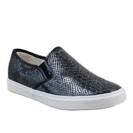 Schwarze Herren Slip on YDB-9 Sneakers 1