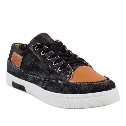 Schwarze Denim-Herren-Sneaker A9501 1