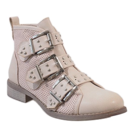 Beige Stiefel mit Nieten 8921 1