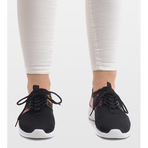 Sportschuhe mit Blumen 625 Schwarz 1