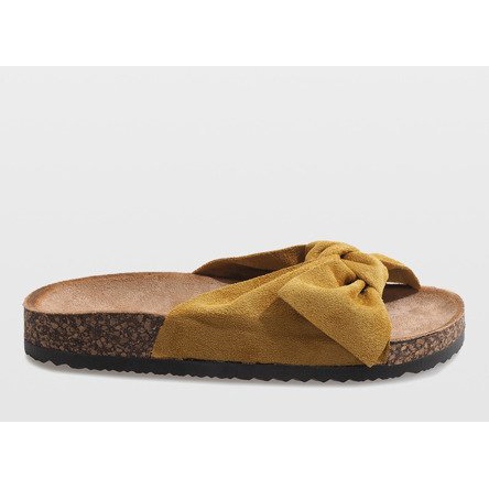 Gelbe Hausschuhe mit Schleife N-48 2