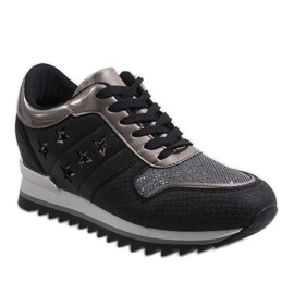 Schwarze Sneakers mit Keilabsatz G-127 1