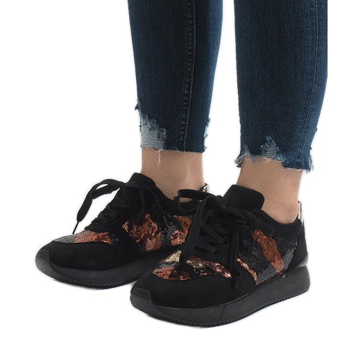 Schwarze Sportschuhe mit Keilabsatz T025 mehrfarbig 1