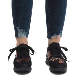 Schwarze Sportschuhe mit Keilabsatz T025 mehrfarbig 2