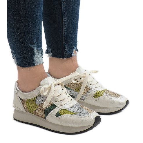 Weiße Sportschuhe mit Keilabsatz T025 grau 1