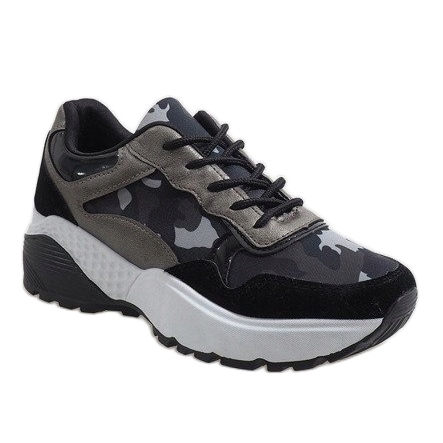 Schwarze modische Camo Sportschuhe LT013 1