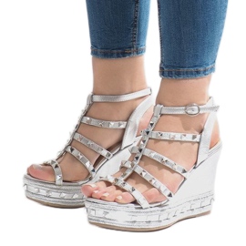 Silberne Keilsandalen VS-368 grau 1