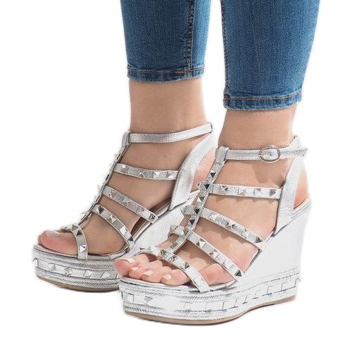 Silberne Keilsandalen VS-368 grau 1