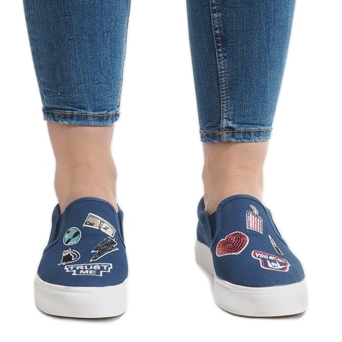 Marineblaue Slip-On-Sneakers NB102P 2
