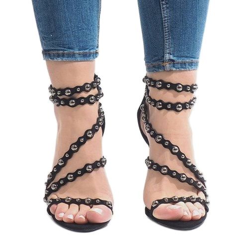 Schwarze High Heels Sandalen LE042P 2