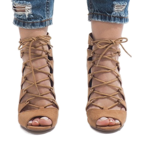 Camel offene Stiefel mit hohem Absatz 9095-83A braun 2