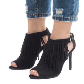 Schwarze Boho-Stiefel mit Absatz 1551-149 1